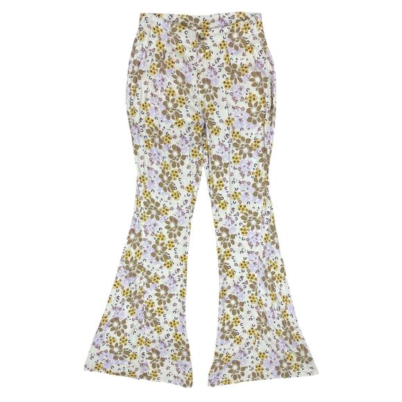 Free People Can't Take My Eyes Off Of You Floral Flare Pant Tea Combo XS Boho - Picture 4 of 11